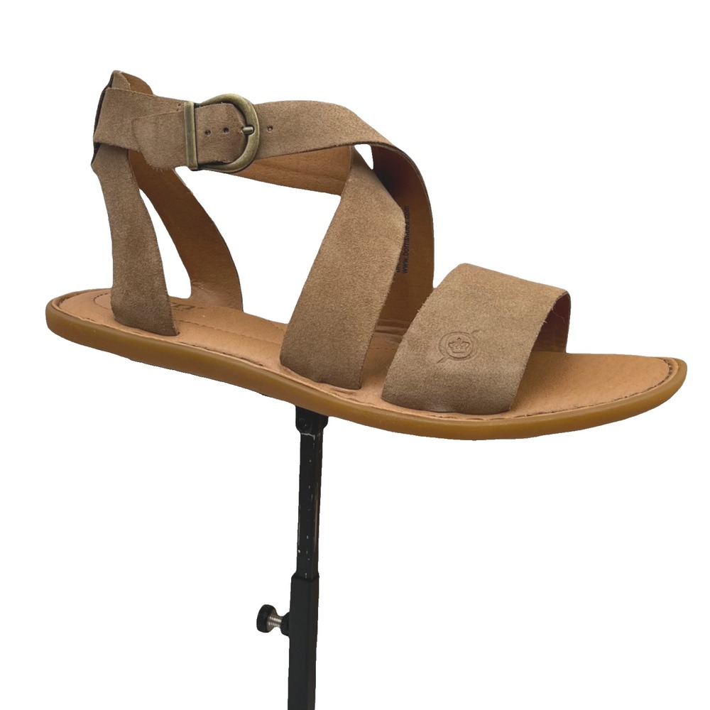 Born Women's Neil Gladiator Suede Sandals Size 9 Taupe Crisscross Toe Straps